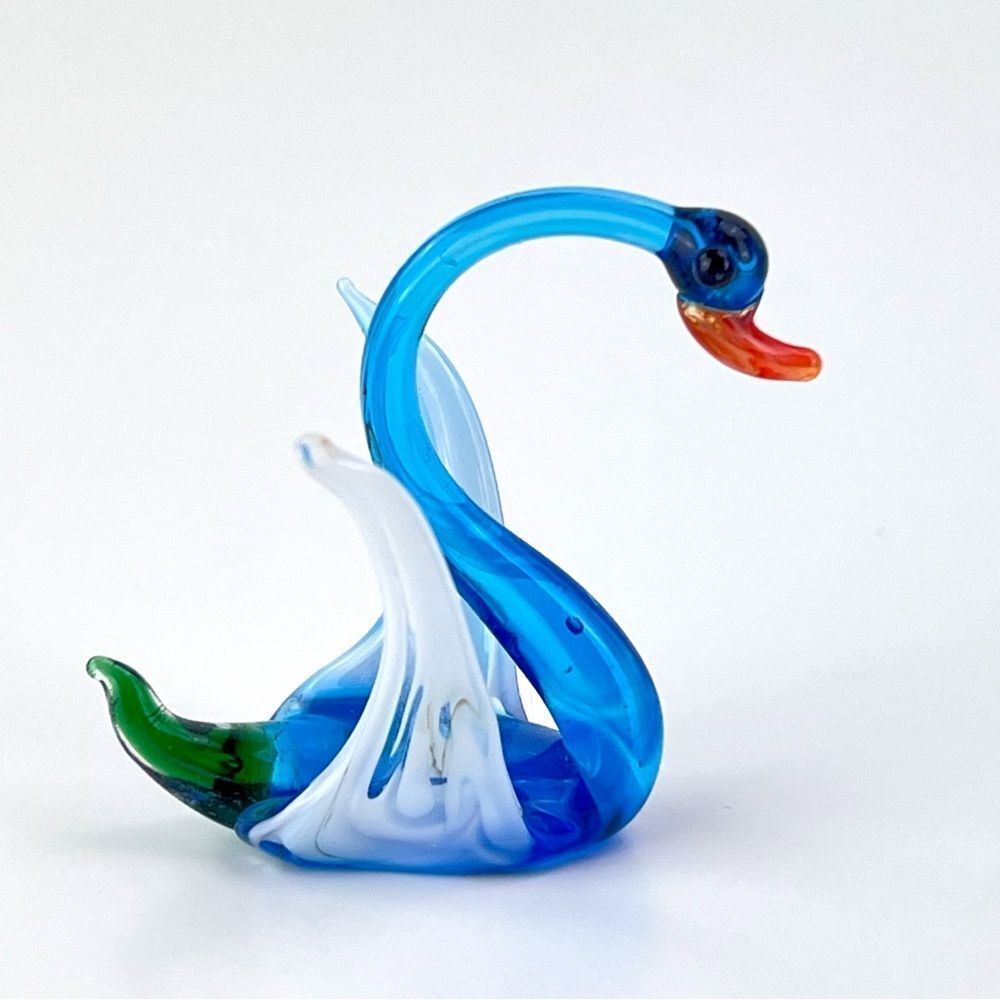 Vintage Art Glass Murano Style Swan Goose Hand Blown Figurine